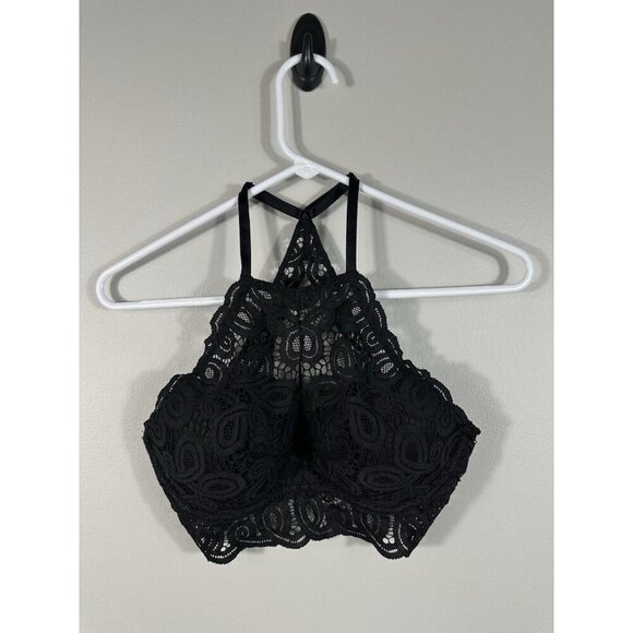 Victorias Secret Pink Bra Womens Small Black Lace Push Up‎ Push Up Racerback - Picture 1 of 8